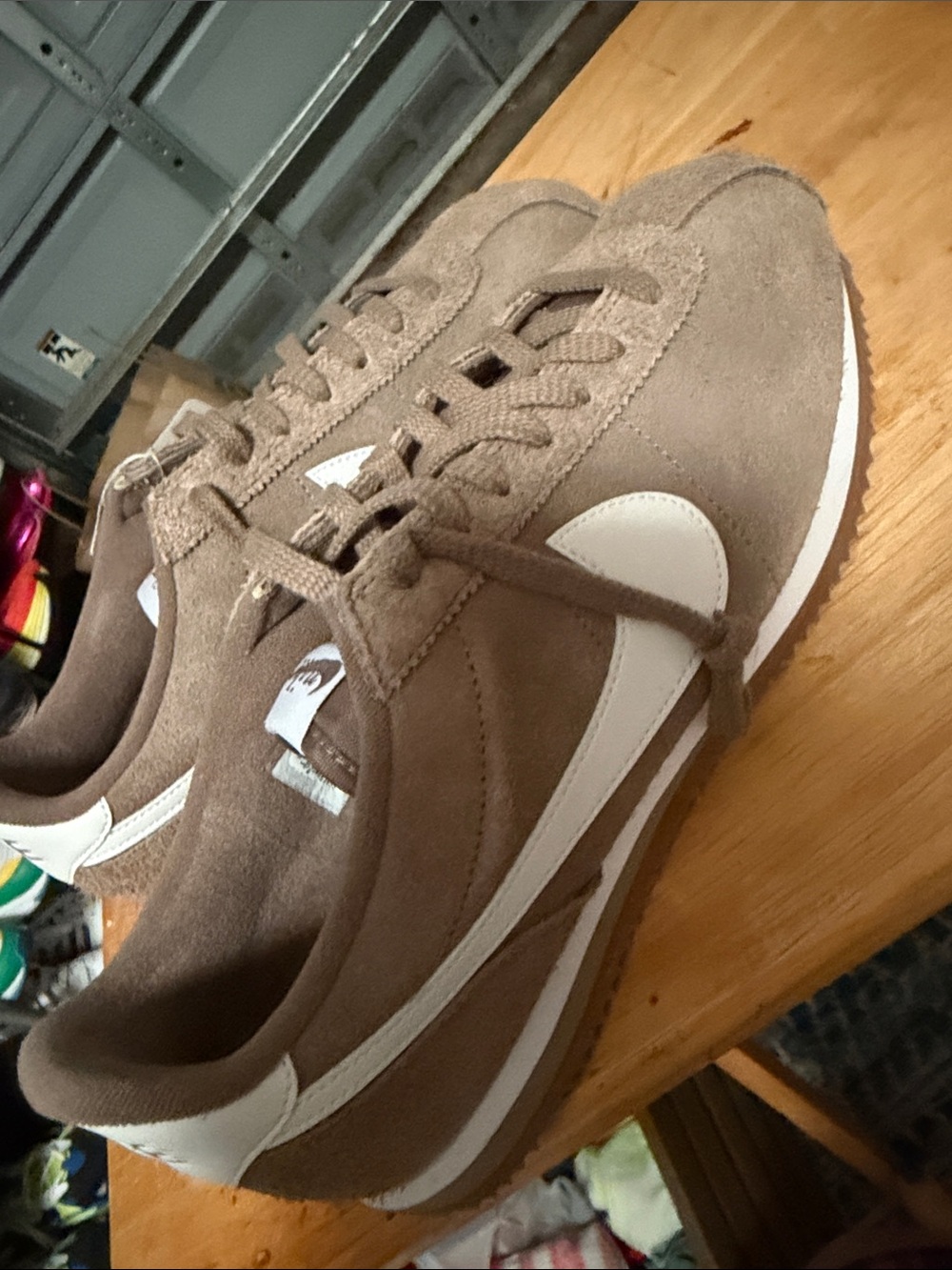 Nike Men’s Suede Sneakers in Brown and White